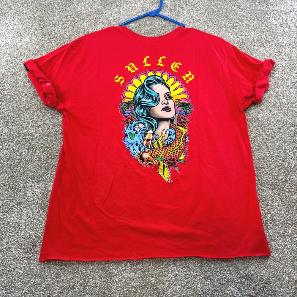 Sullen Angels Vice Beach Red Tee Tattoo Art Women Small NEW Skater Rockabilly